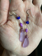 Lavender Beaded Sea Glass Earrings